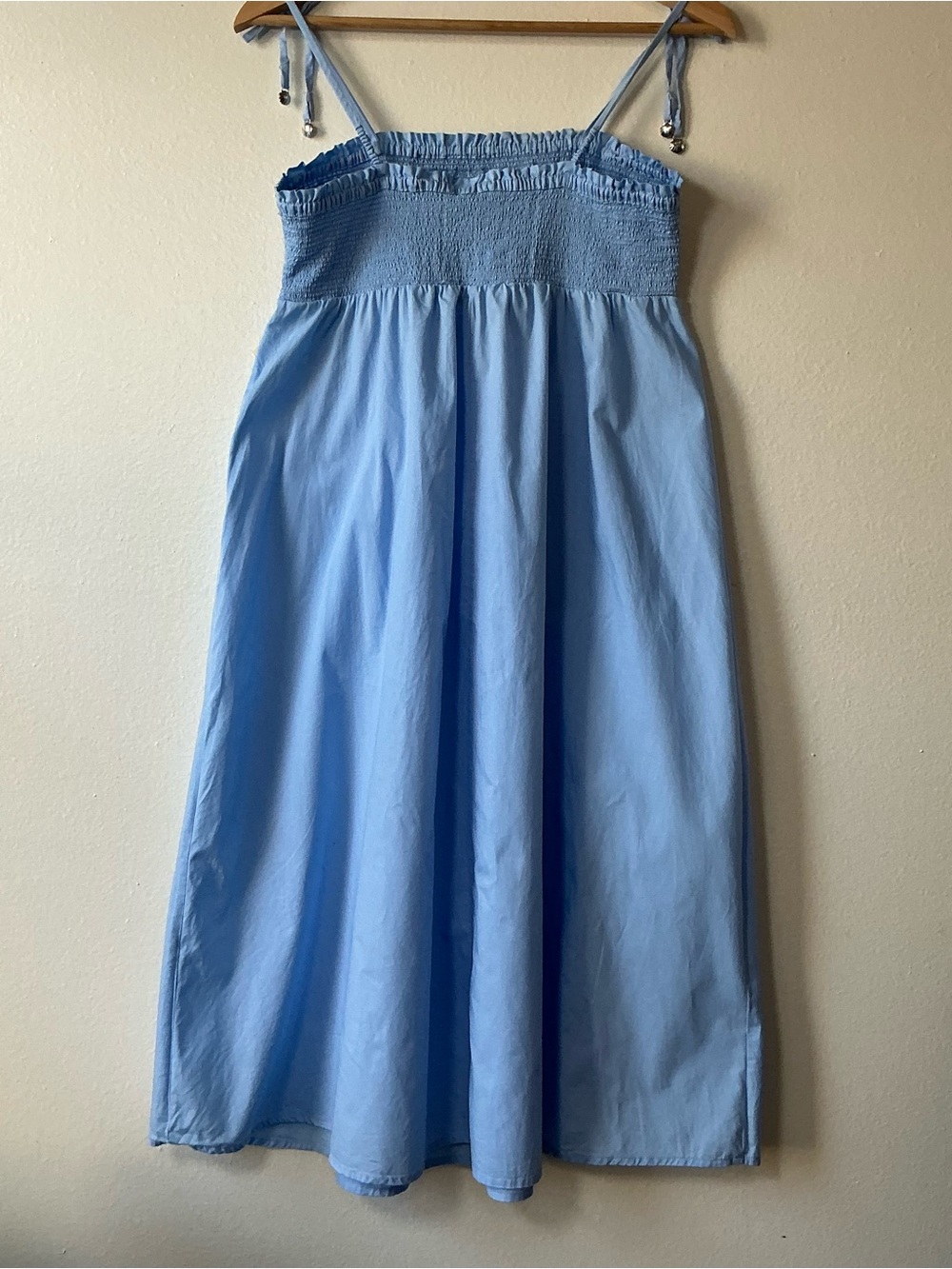 Charlotte by Cato Blue Smocked Cotton Midi Dress XL Cottagecore Sun Dress - Picture 3 of 11